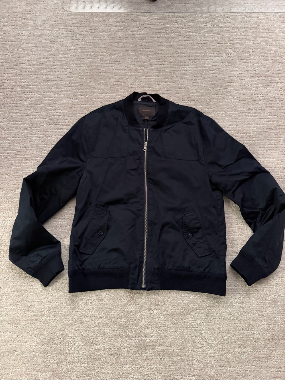 COUNTRY ROAD Black Bomber Jacket Zip Up Large